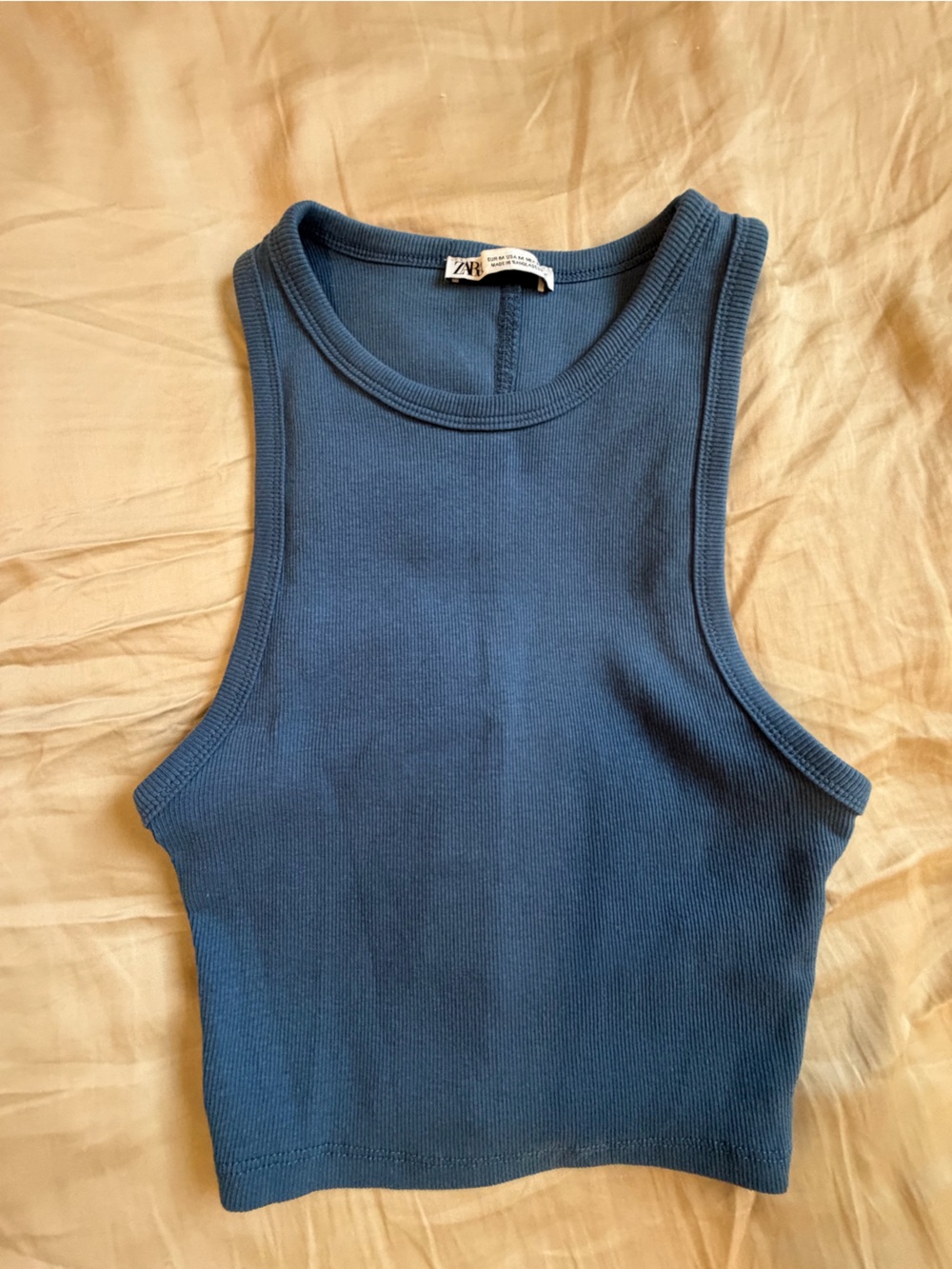 Zara Ribbed Tank - Denim Blue
